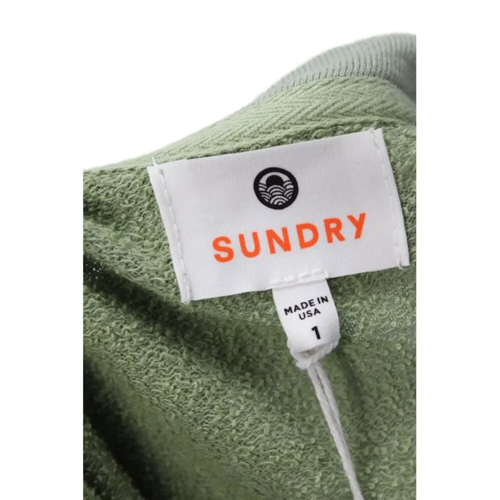 Sundry Womens Cotton Long Sleeve Round Neck Tie Dye Sweater Green Size 01